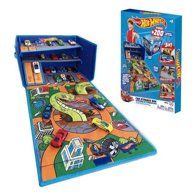 Hot Wheels Caja Organizadora 200 Autos Garage Y Playmat 3en1