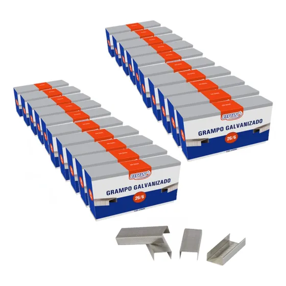 Grampo 26/6 Grampeador De Papel Kit 20 Caixas C/5000 Unidade