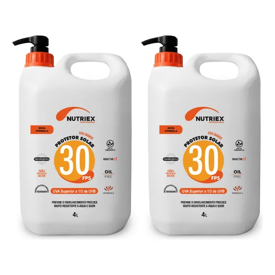 Kit 2 Protetor Bloqueador Solar Fps 30 Com 4 Litros Nutriex