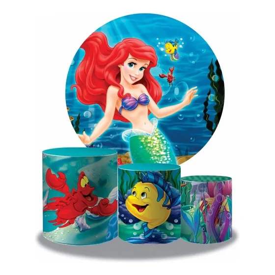 Kit Painel Trio Cilindro Capa Sublimada Personagens Meninas