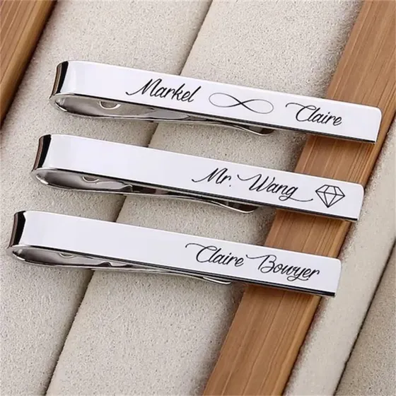 Prendedor De Gravata Elegante Personalize Com Frase Ou Data