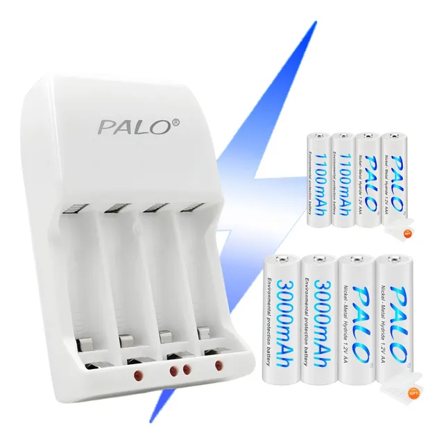 Kit Cargadores De Pilas Y 4 Aa 4 Aaa Pilas Recargable 1.2v