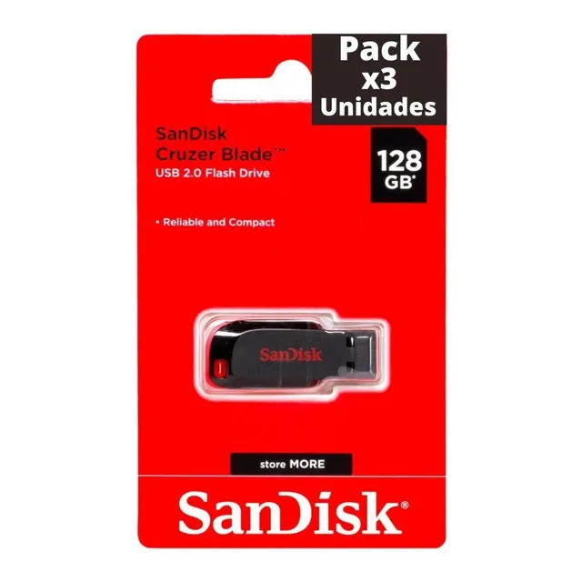 Pack X 3 Pendrive Sandisk 128 Gb Pen Usb  Somos Mayoristas
