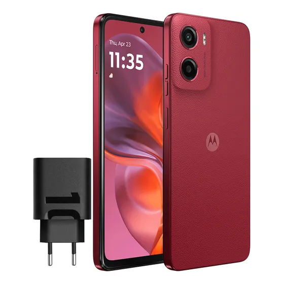 Motorola Moto G05 Dual Sim 128GB/4GB Ram Hasta 12GB, Rojo, 5200 mAh, Gorilla Glass 3, Brillo 1000nits.