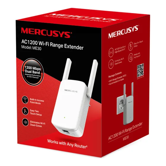 Repetidor Wifi Extensor Rango Doble Banda Ac1200 Me30 Mercus