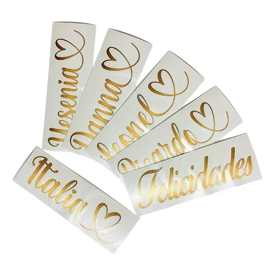 15 Stickers 10x30 D Nombre Personalizado Para Globo Burbuja 