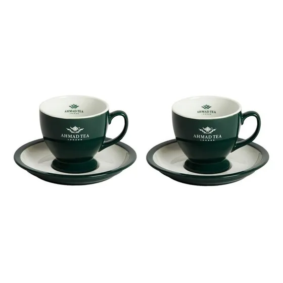 Juego De 2 Tazas Y 2 Platos Ahmad Tea Classic Green 120 Cc