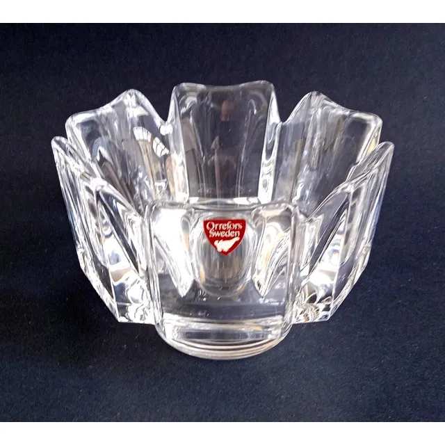 Bowl Cristal Sueco Corona Orrefors Diseño De Lars Hellsten