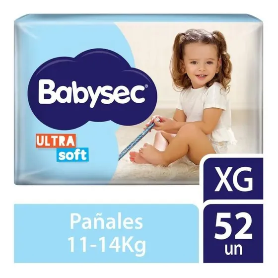 Pañales Babysec Ultra Soft Xg X 52 Unidades De 11 A 14 Kg