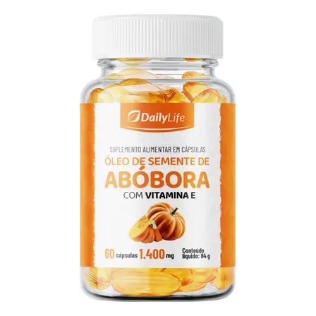 Óleo De Semente De Abóbora Com Vitamina E 60 Cápsulas 1400mg - Daily Life Sabor Neutro
