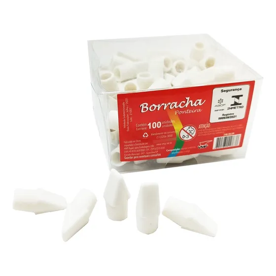 Borracha Ponteira Branca Para Lápis 100 Unidades Borracha