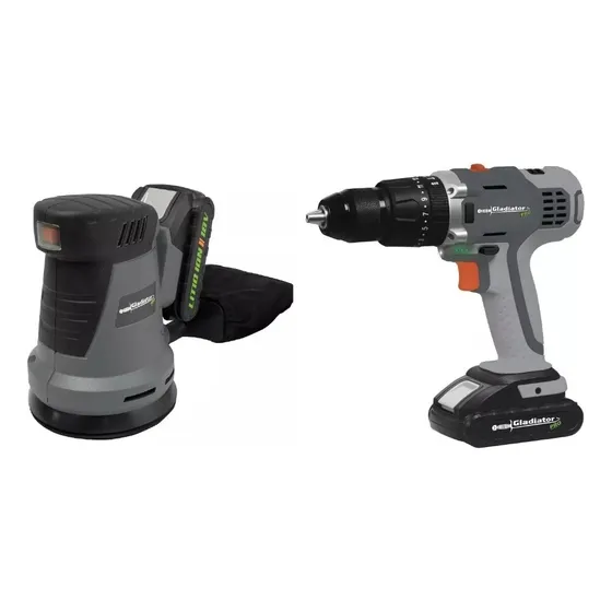 Taladro Percutor Atornillador 18 V Gladiator + Lijadora