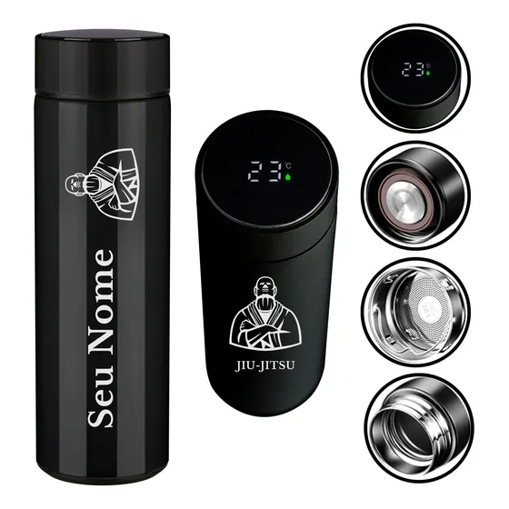 Garrafa Térmica Digital Cursos Profissões + Nome 500 Ml Inox