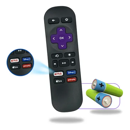 Controle Remoto Smart Tv Compatível Tv Roku Express + Pilhas
