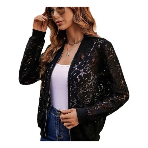 Chaqueta Encaje Transparencias Tipo Blazer Saco Suéter Mujer