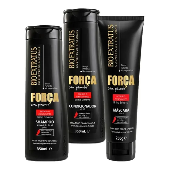 Kit Força Com Pimenta Bio Extratus Sh Cond 350ml Máscara 250