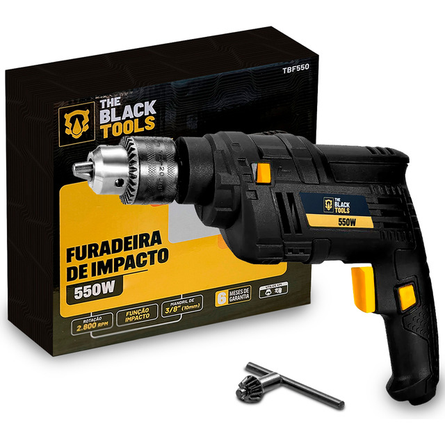 Furadeira De Impacto 3/8 Pol 550w Profissional Cor Preto Furadeira De Impacto 3/8 Pol 550w Profissional Cor Preto