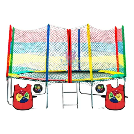 Cama Elástica 3,05 M Rede Com Zíper Suporta 380 Kg Preto Colorido