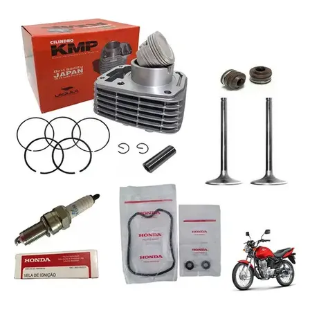 Kit Cilindro Motor Kmp Valvulas Vela Fan 125 2009 2010 2011