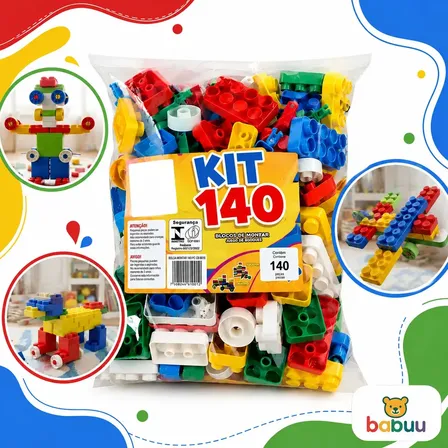 Brinquedo Blocos De Montar Monta Tudo Educativo Encaixe 140 Peças Crianças Infantil Babuu Brinquedos Educativos