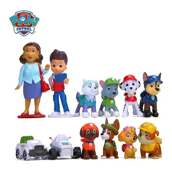 Kit de juguetes con 12 personajes en miniatura de La Patrulla Canina