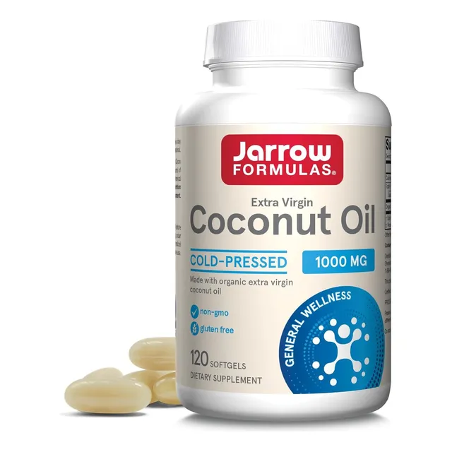 Aceite De Coco 1000mg Jarrow Extra Virgen 120 Cápsulas Eeuu