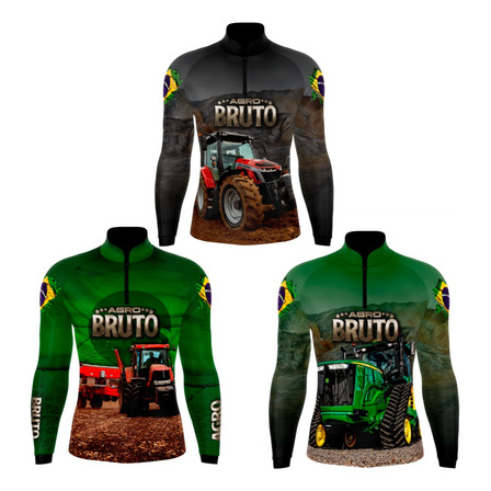 Kit 3 Camisa Camiseta Agro Fazenda Trator Proteção Solar Uv+ Kit 3 Camisa Camiseta Agro Fazenda Trator Proteção Solar Uv+