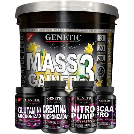 Anabol 5 Gainer 4,5 Glutamina Arginina Bcaa Creatina Genetic