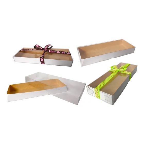 25 Caja Acetato Transparente 24x9x3 Cm Mod 1869 Base Blanca