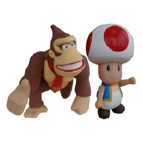 Kit 2 Bonecos Grandes Donkey Kong E Toad 23cm Caixa Coleção