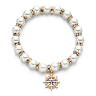 Pulsera Timón Ojo Suerte Abundancia Color Blanco Tipo Perla Pulsera Timón Ojo Suerte Abundancia Color Blanco Tipo Perla