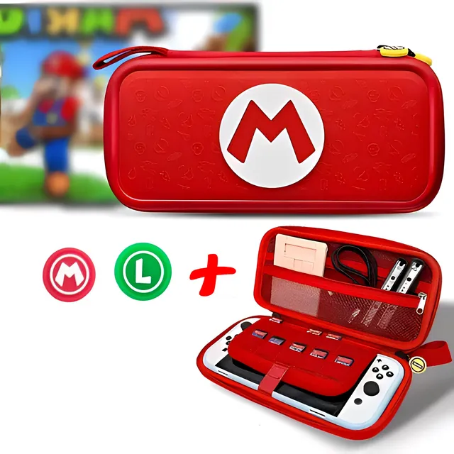 Estuche Rigido Mario Nintendo Switch + 2 Grips