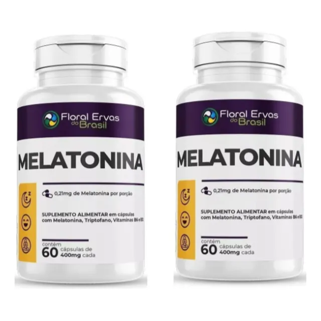 Kit 2 Melatonina Triptofano Magnésio Inositol B6 B12 D3 60cp
