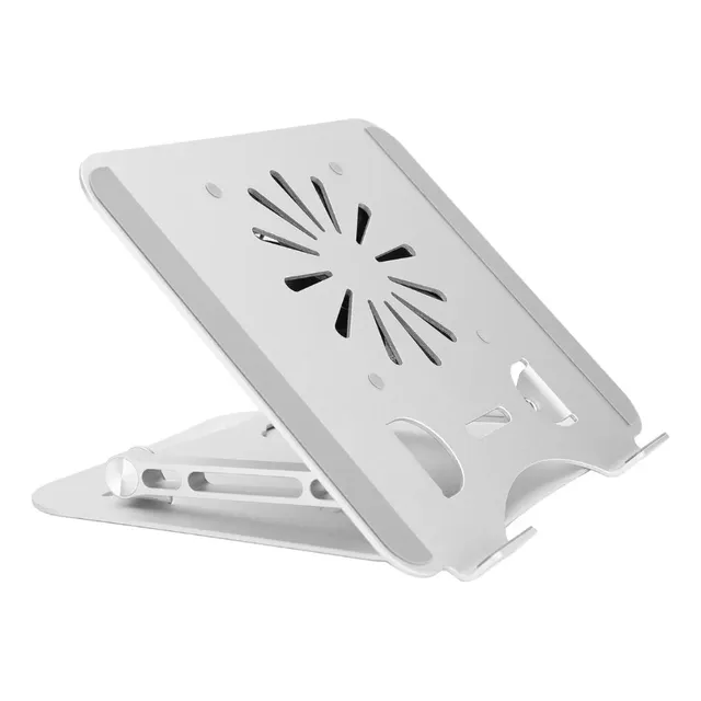Soporte Table Notebook Aluminio, Regulable Con Cooler Color Grs
