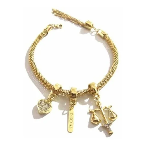 Pulseira Berloques Direito Delegada Advogada Folheado A Ouro