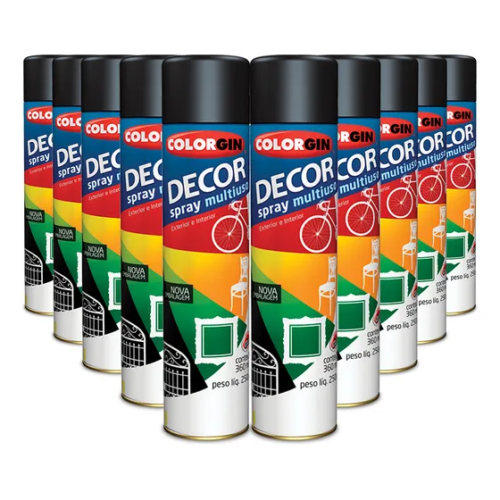 Kit 10 Unid. - Spray Decor Colorgin Multiuso - Cores