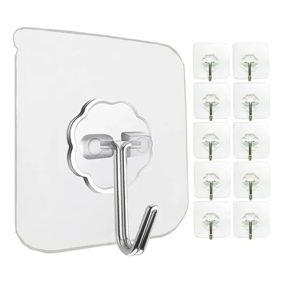 Pack X10 Ganchos Pared Adhesivo Soporte Resiste Colgar 15kg