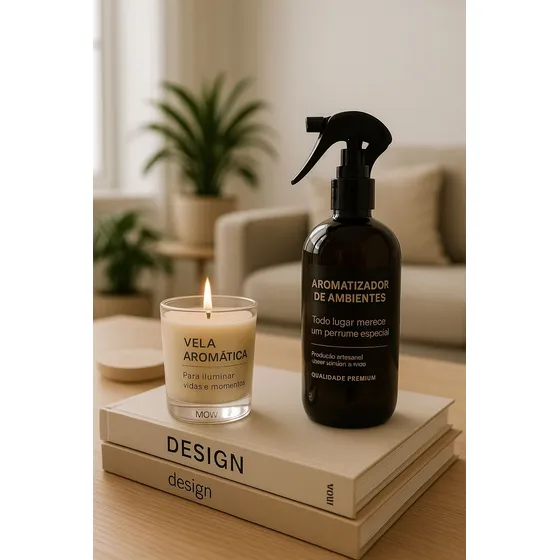 Kit Vela Aromática 100g + Home Spray 250ml Relaxar Presente