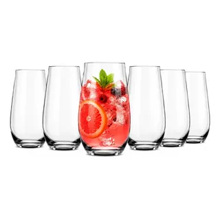 Set 6 Vasos Dubai Grandes 500 Ml Vidrio Cristal Elegante Resistente