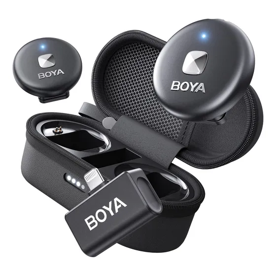 Boya Omic-D 2.4G Lightning Lapela - Micrófono Condensador para iOS, color negro