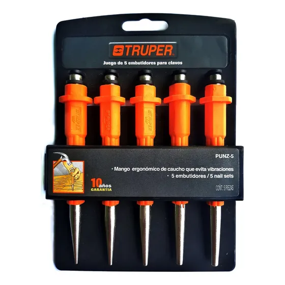Juego De 5 Embutidores Para Clavos Truper Punz-5 Cod. 12249
