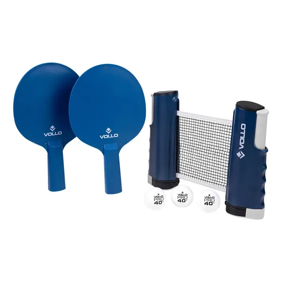 Kit De Tênis De Mesa Ping Pong 2 Raquetes 3 Bolinhas Abs E Rede Retrátil Vollo