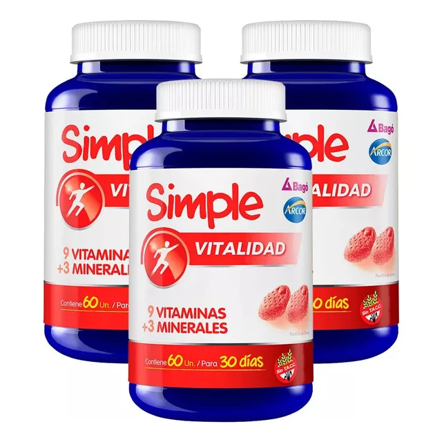 Pack Simple Bagó Vitalidad 180 Pastillas Vitaminas Minerales