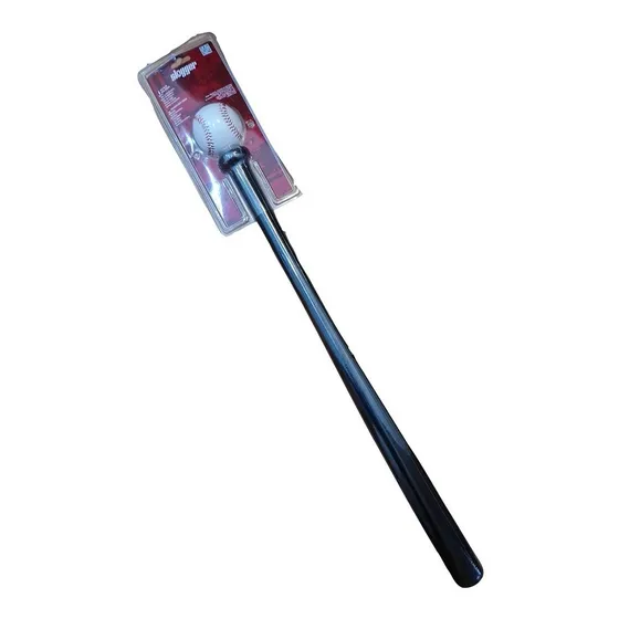 Set Baseball Softball Madera Negro Bate 28¨+ Pelota#9 Blanco