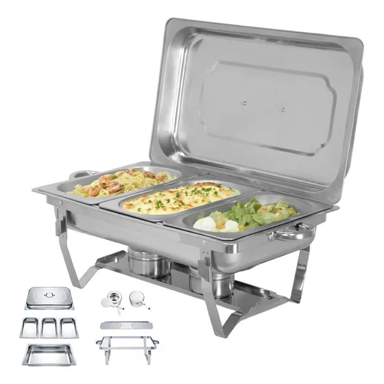 Chafer Buffet Banquete Rectangular Acero Inoxidable 12 Lts