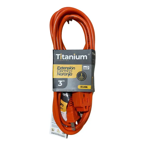 Extensión Eléctrica Uso Rudo Naranja 3 Metros