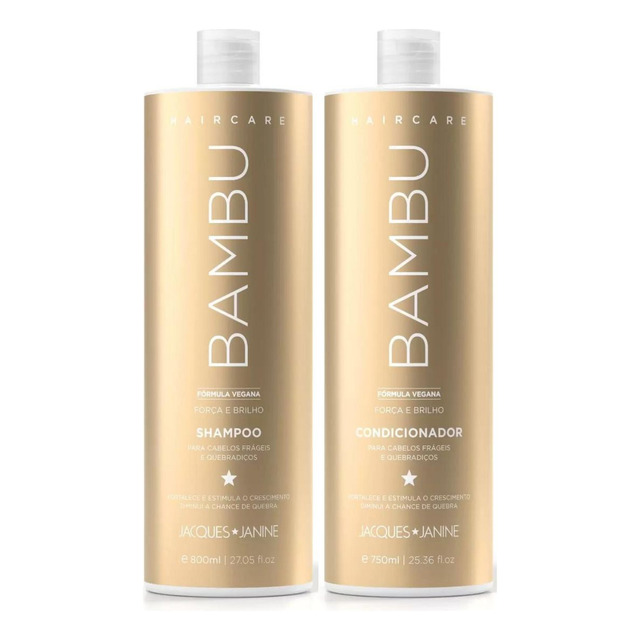 Jacques Janine Hair Care Bambu Shampoo Sem Sal 800ml Condicionador Leave-in 750ml Força Br... Jacques Janine Hair Care Bambu Shampoo Sem Sal 800ml Condicionador Leave-in 750ml Força Br...