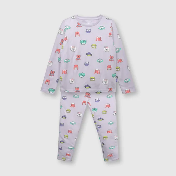 Pijama De Algodón De Niña Lila (2 A 12 Años) Colloky