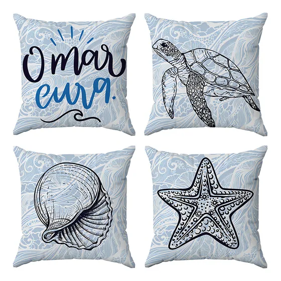 Kit Capas Almofadas Decorativas Praia Mod 01 45x45 Id Decor Cor Diversas