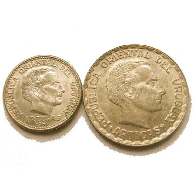 Lote 2 Monedas Antiguas Artigas De Plata En Excelente Estado
